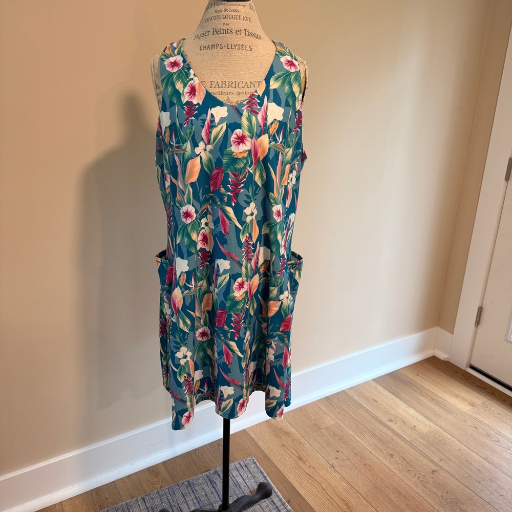 Marika Women's Teal/Pink Hawaiian Athletic‎ Dress Size 1x